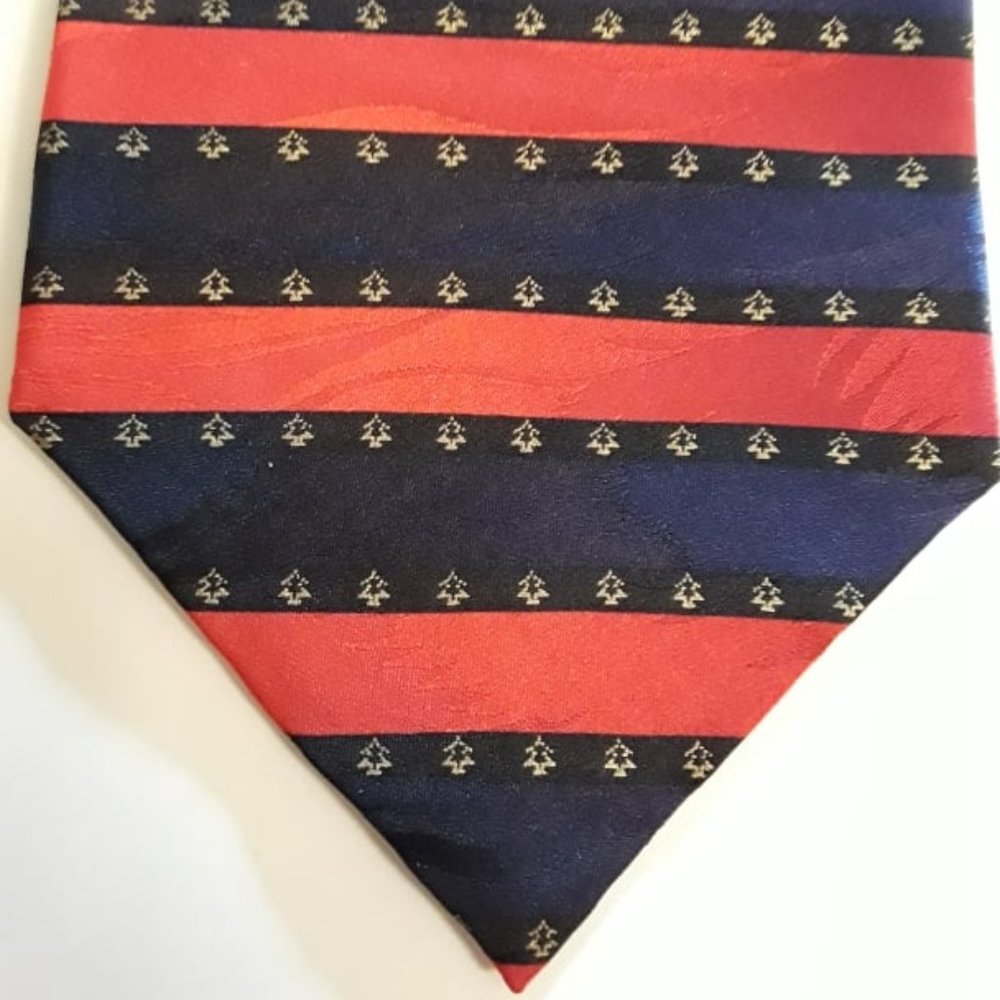 HOLIDAY'S BY BERGAMO NEW YORK - 100% SILK NECKTIE - RED - NAVY BLUE - GREEN